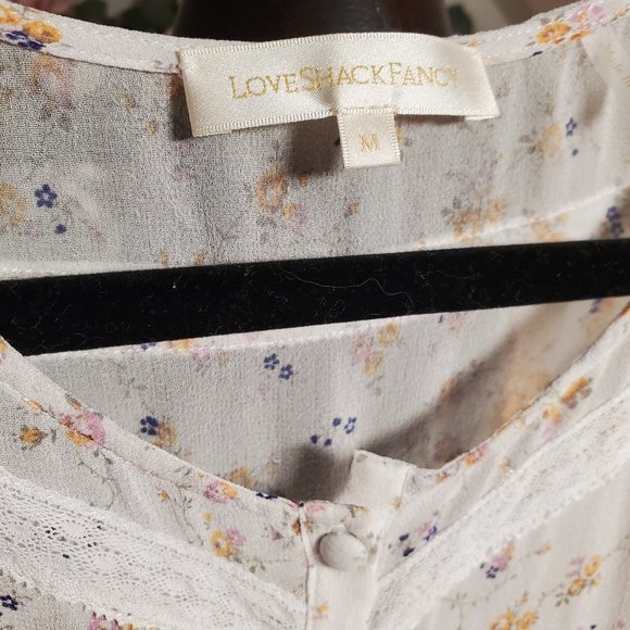 LoveShackFancy Silk Floral Midi Dress Medium - Picture 8 of 12